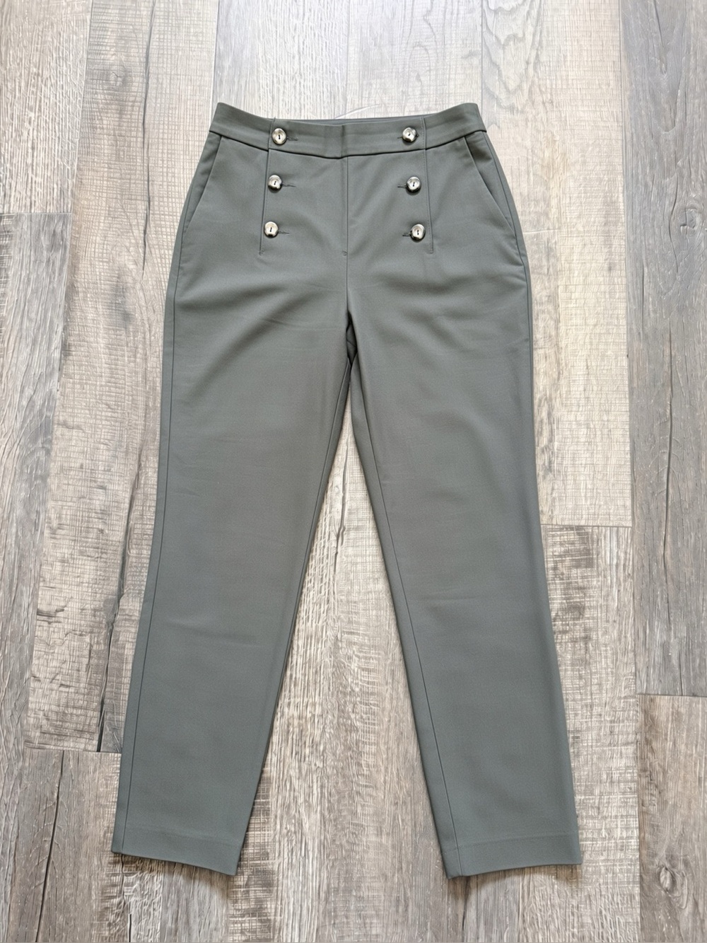 Express Olive Green High Rise Ankle Sailor Pants Size 6R Stretch